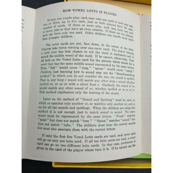 Dolch Phonics Game Vowel Lotto Vintage 1949 - Picture 6 of 9